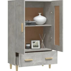 Kaappi peiliovilla 70x31x115 cm tekninen puu eukalyptuspuu/betoninharmaa