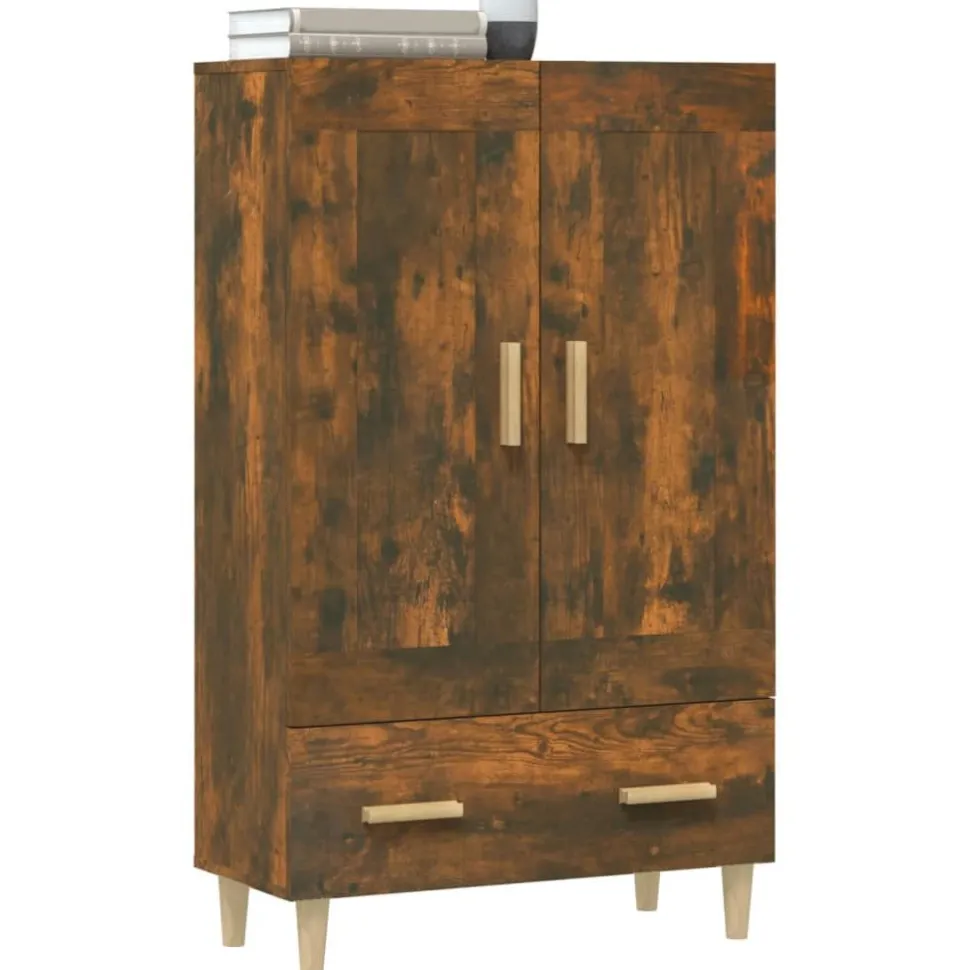Kaappi peiliovilla 70x31x115 cm tekninen puu eukalyptuspuu/betoninharmaa