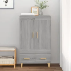 Kaappi peiliovilla 70x31x115 cm tekninen puu eukalyptuspuu/betoninharmaa