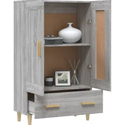 Kaappi peiliovilla 70x31x115 cm tekninen puu eukalyptuspuu/betoninharmaa