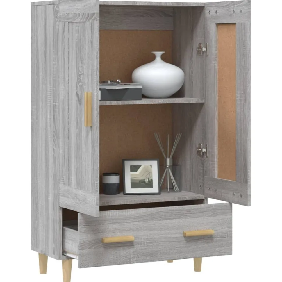 Kaappi peiliovilla 70x31x115 cm tekninen puu eukalyptuspuu/betoninharmaa