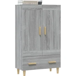 Kaappi peiliovilla 70x31x115 cm tekninen puu eukalyptuspuu/betoninharmaa