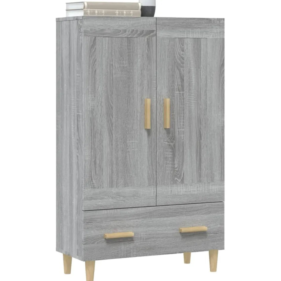 Kaappi peiliovilla 70x31x115 cm tekninen puu eukalyptuspuu/betoninharmaa