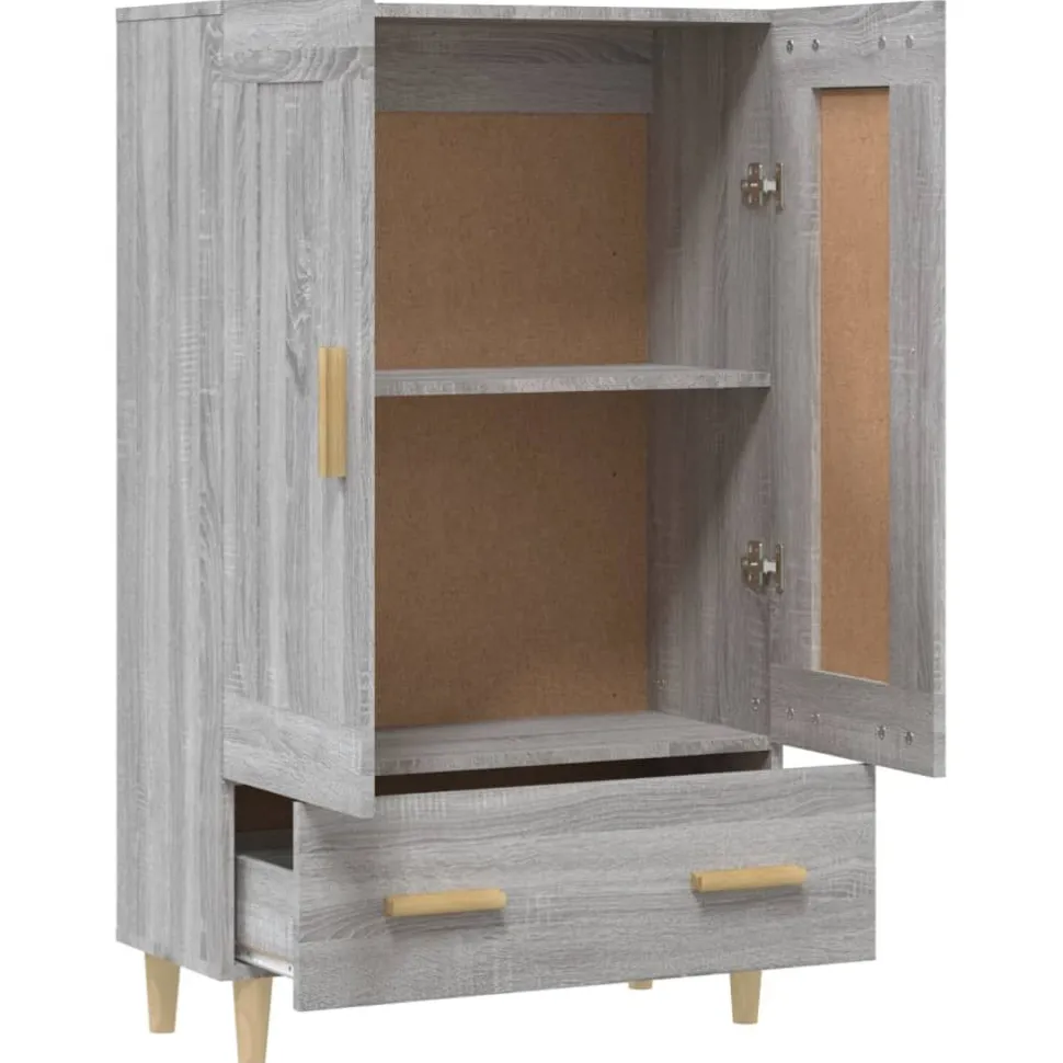Kaappi peiliovilla 70x31x115 cm tekninen puu eukalyptuspuu/betoninharmaa