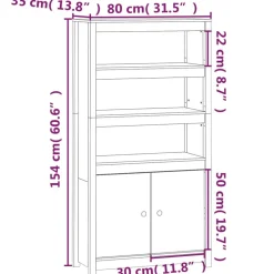 Kaappi 80x35x154 cm mänty musta