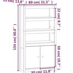 Kaappi 80x35x154 cm mänty musta
