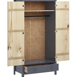 Kaksiovinen vaatekaappi hill range harmaa 89cm mänty