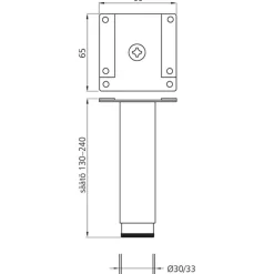 Kalustejalka Grip Rim 130-240 mm harjattu ruostumaton teräs