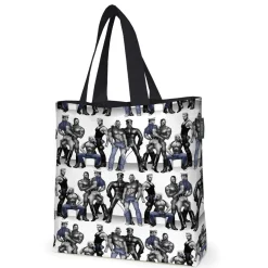 Kangaskassi Finlayson Tom Of Finland Blue Squad, 45x42cm, musta/sininen