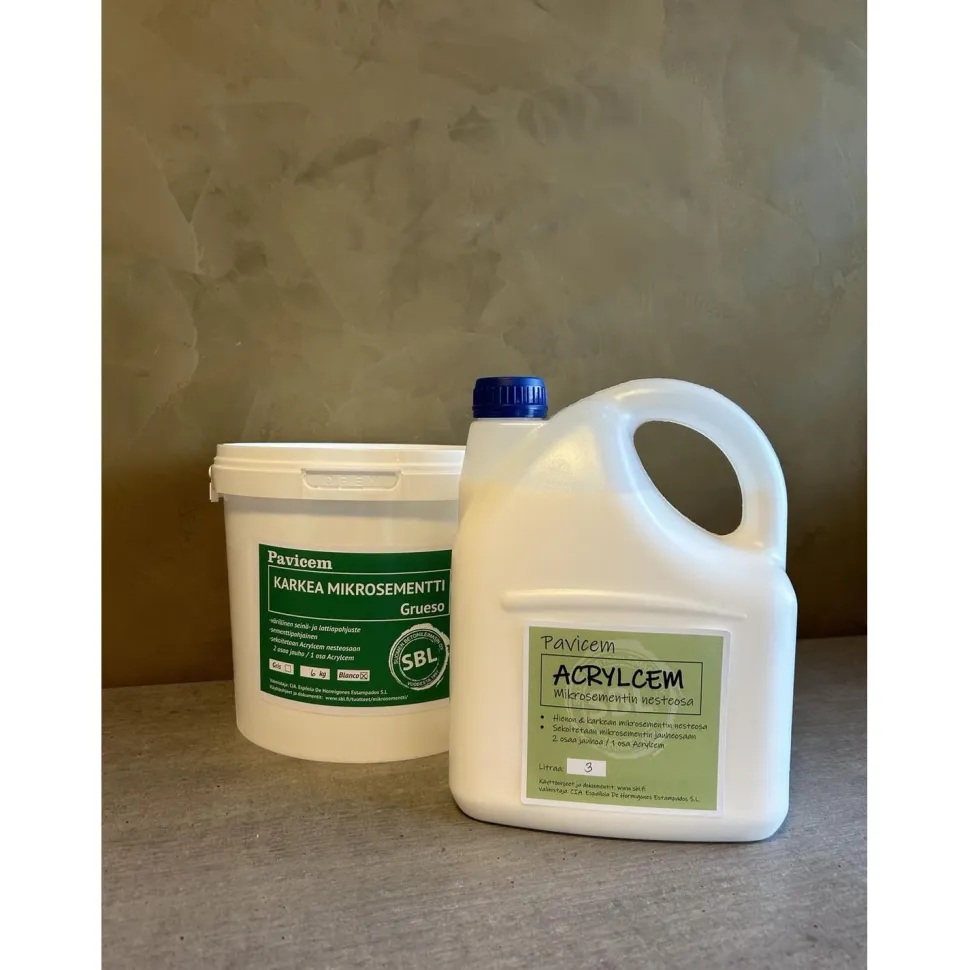 Karkea mikrosementti SBL Grueso Blanco vaalea 6 kg + Acrylcem-nesteosa 3l