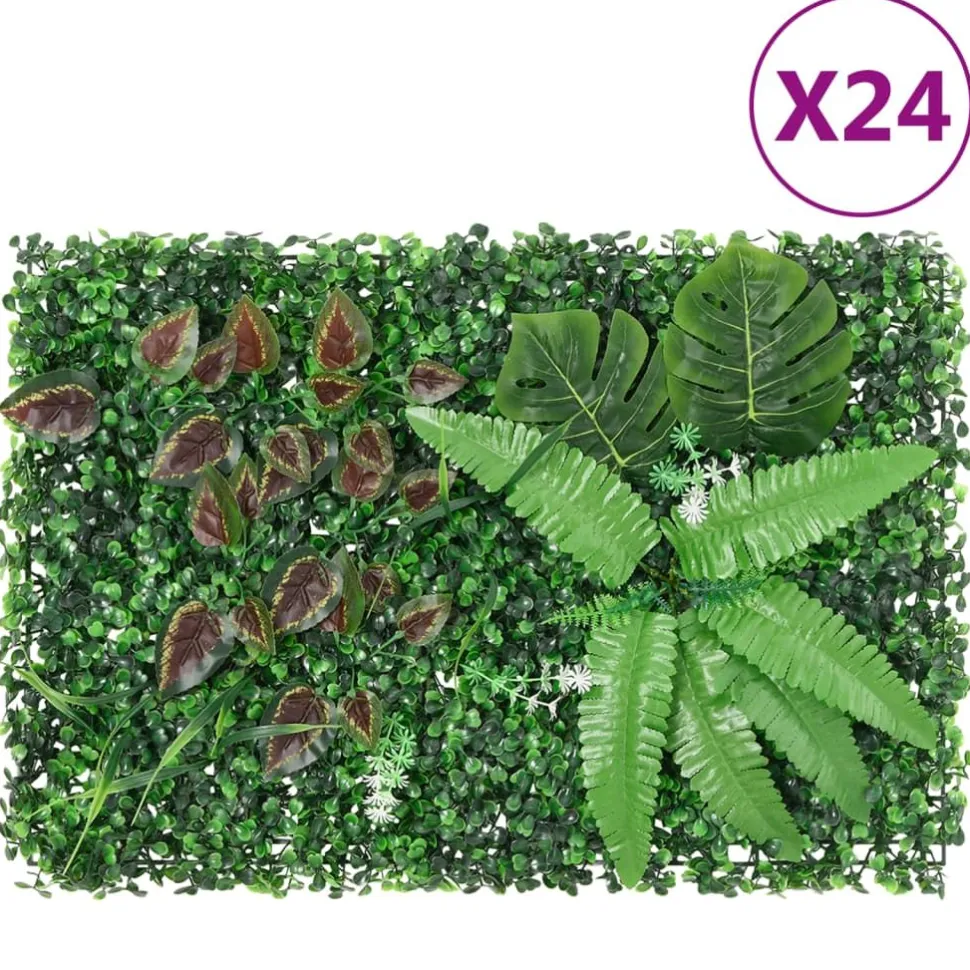 Keinotekoinen kasviaita 24 kpl vihreä 40x60 cm (66649)