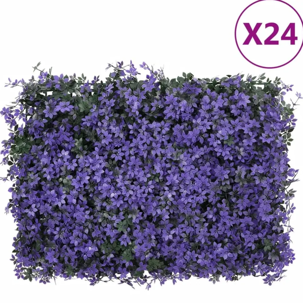 Keinotekoinen lehtiaita 24 kpl violetti 40x60 cm (66643)