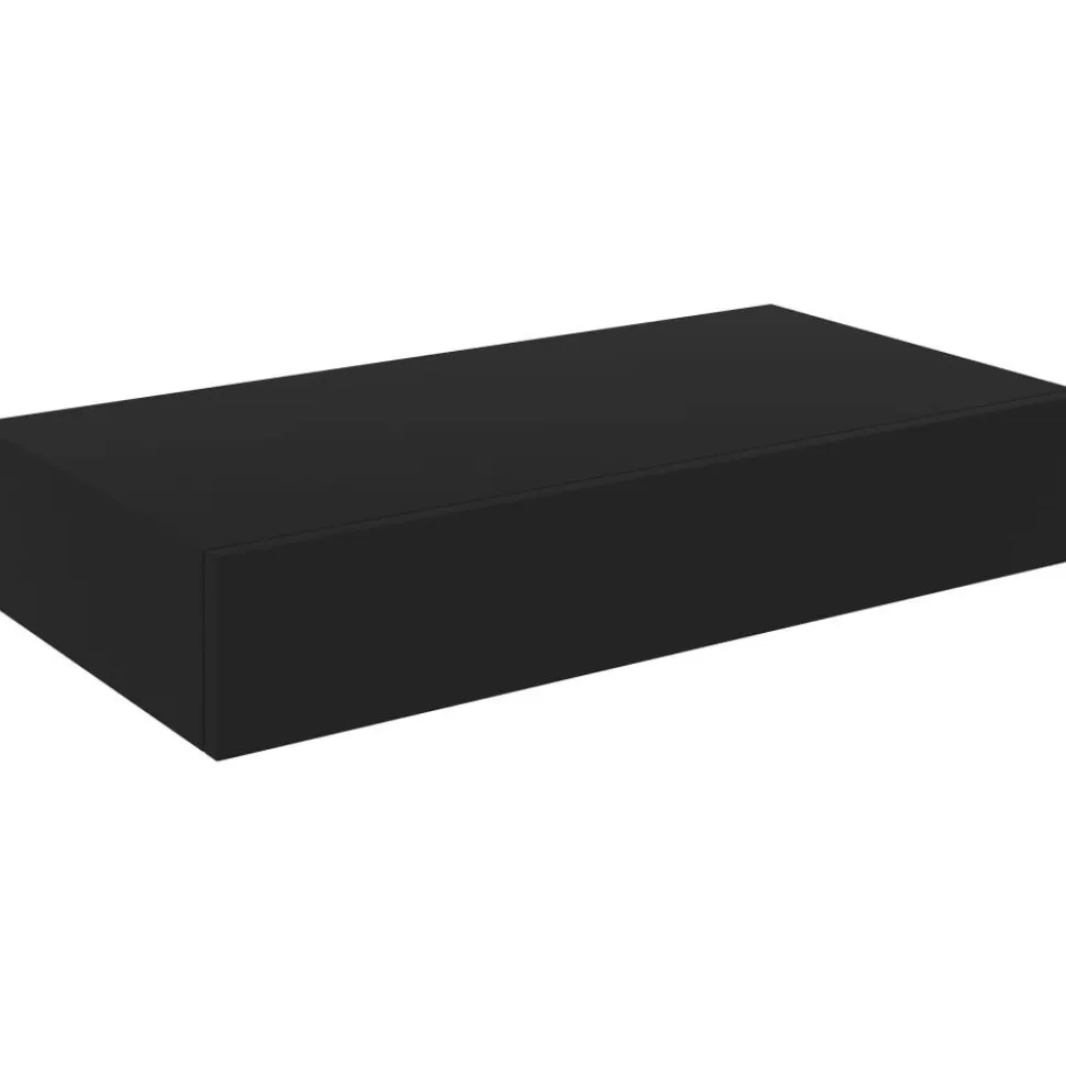 Kelluva seinähylly vetolaatikolla musta 48x25x8 cm