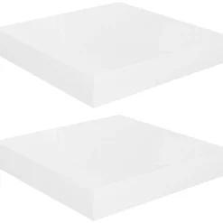 Kelluvat seinähyllyt 2kpl korkeakiilto valk. 23x23,5x3,8 cm