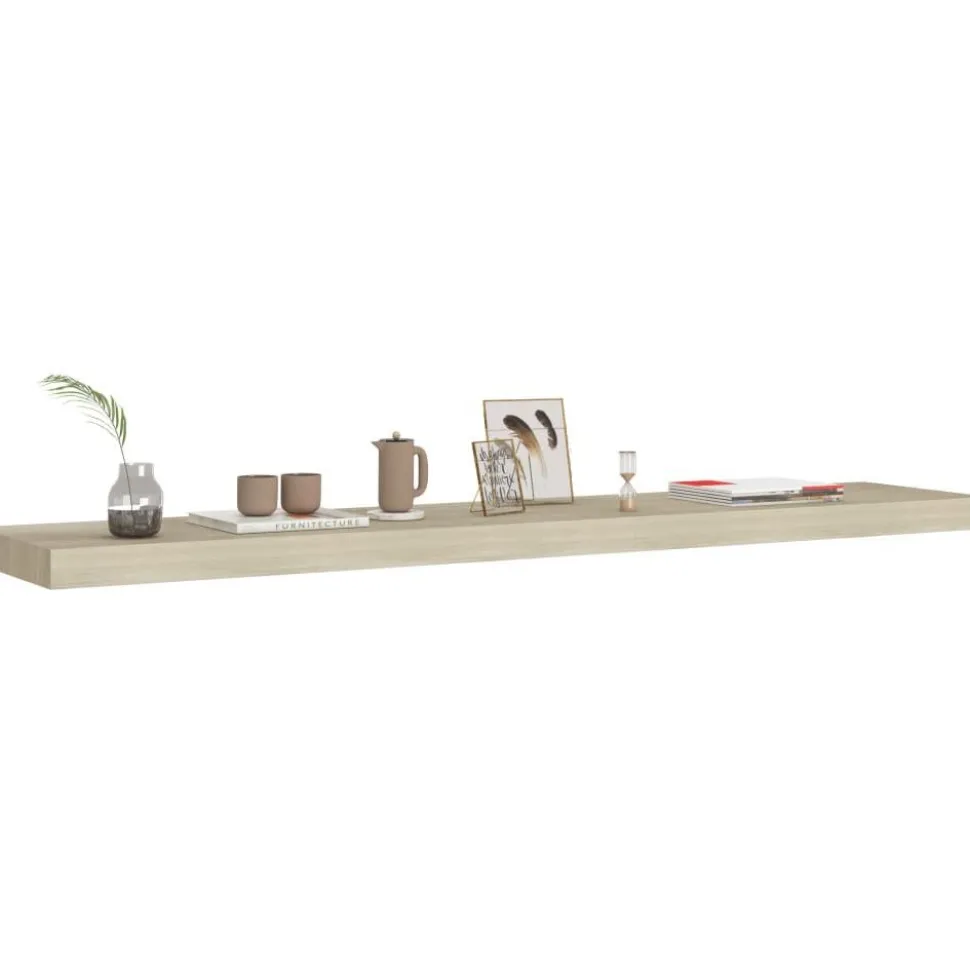 Kelluvat seinähyllyt 2 kpl tammi 120x23,5x3,8 cm mdf