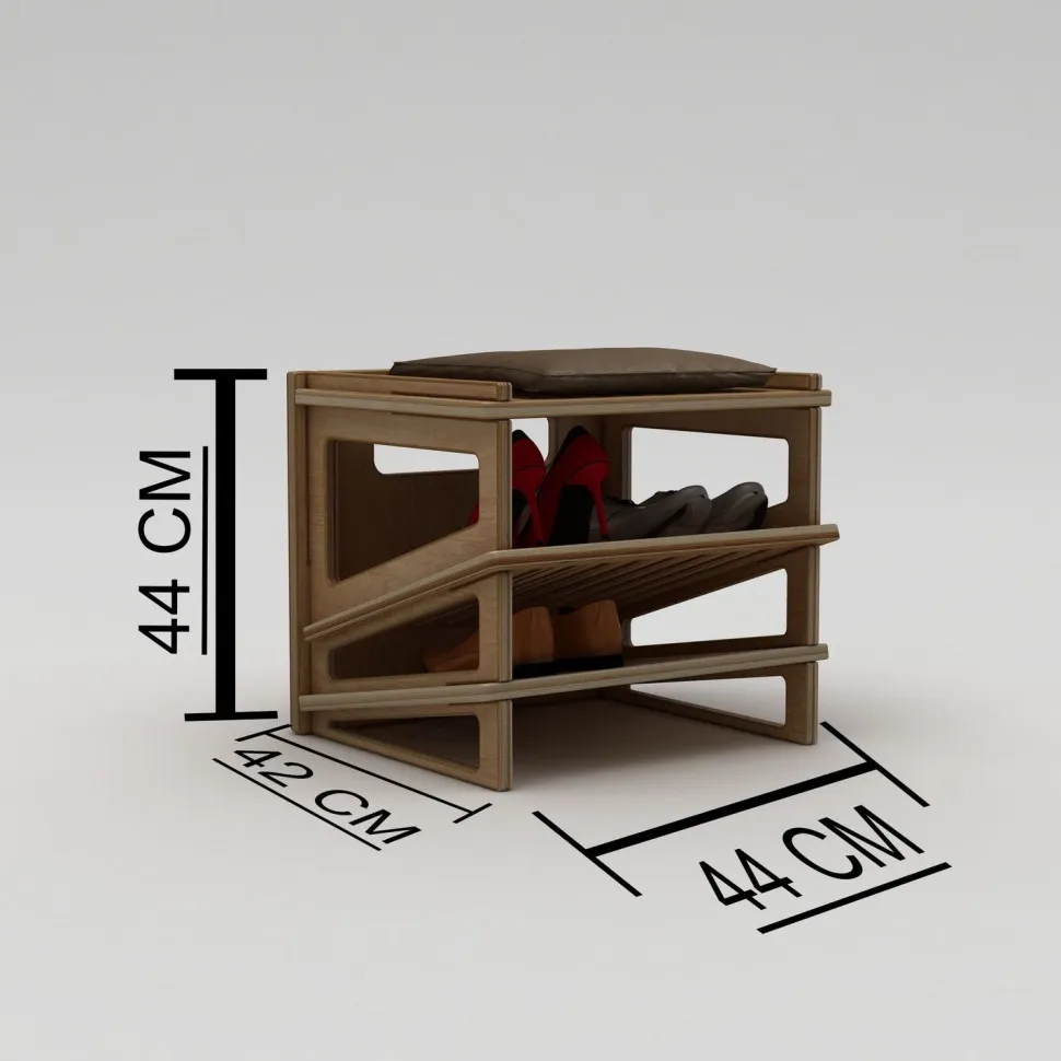 Kenkäteline Linento Furniture Jolly, 44x44x42cm, ruskea