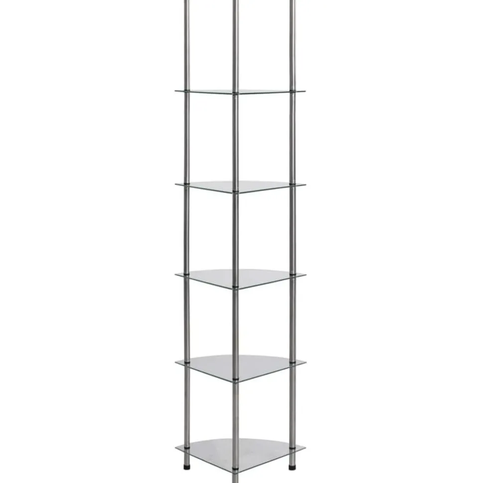 6-kerroksinen hylly läpinäkyvä 30x30x160 cm karkaistu lasi