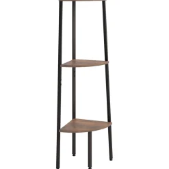 3-kerroksinen kulmahylly 45,5x31,5x120 cm tummanruskea/musta