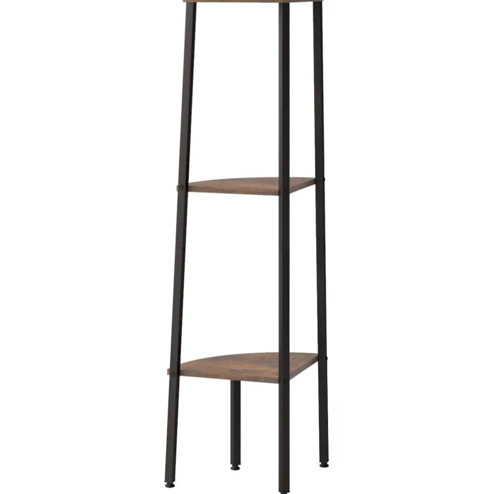 3-kerroksinen kulmahylly 45,5x31,5x120 cm tummanruskea/musta