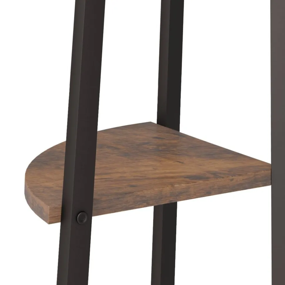 3-kerroksinen kulmahylly 45,5x31,5x120 cm tummanruskea/musta