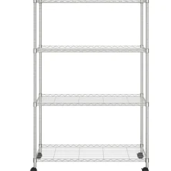 4-kerroksinen varastohylly pyörillä 90x35x142 cm kromi 200 kg