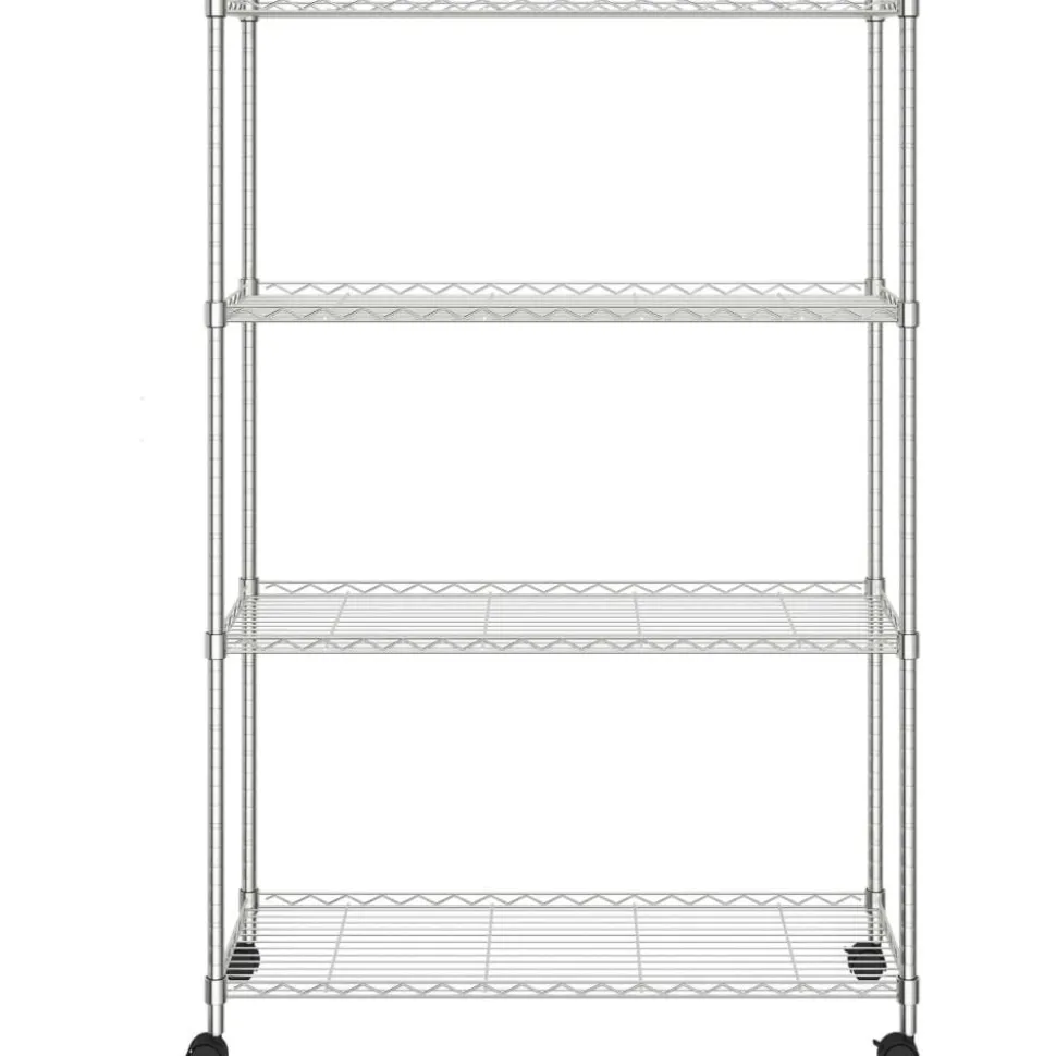 4-kerroksinen varastohylly pyörillä 90x35x142 cm kromi 200 kg