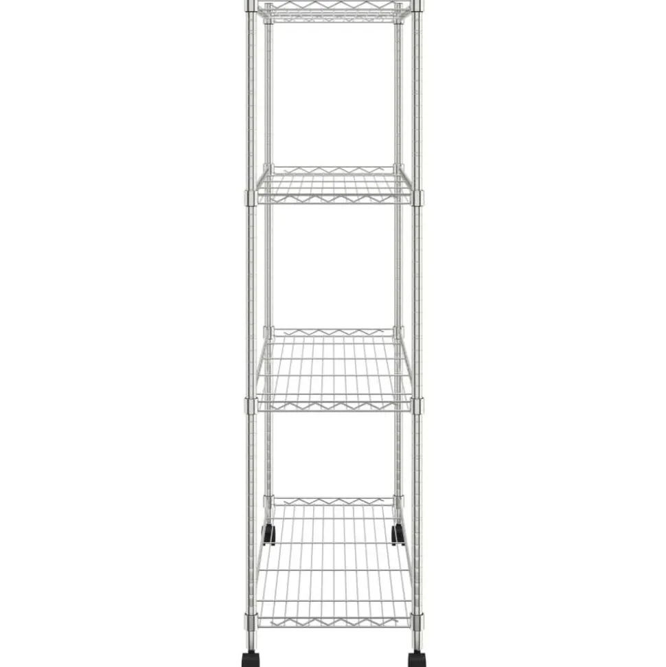 4-kerroksinen varastohylly pyörillä 90x35x142 cm kromi 200 kg