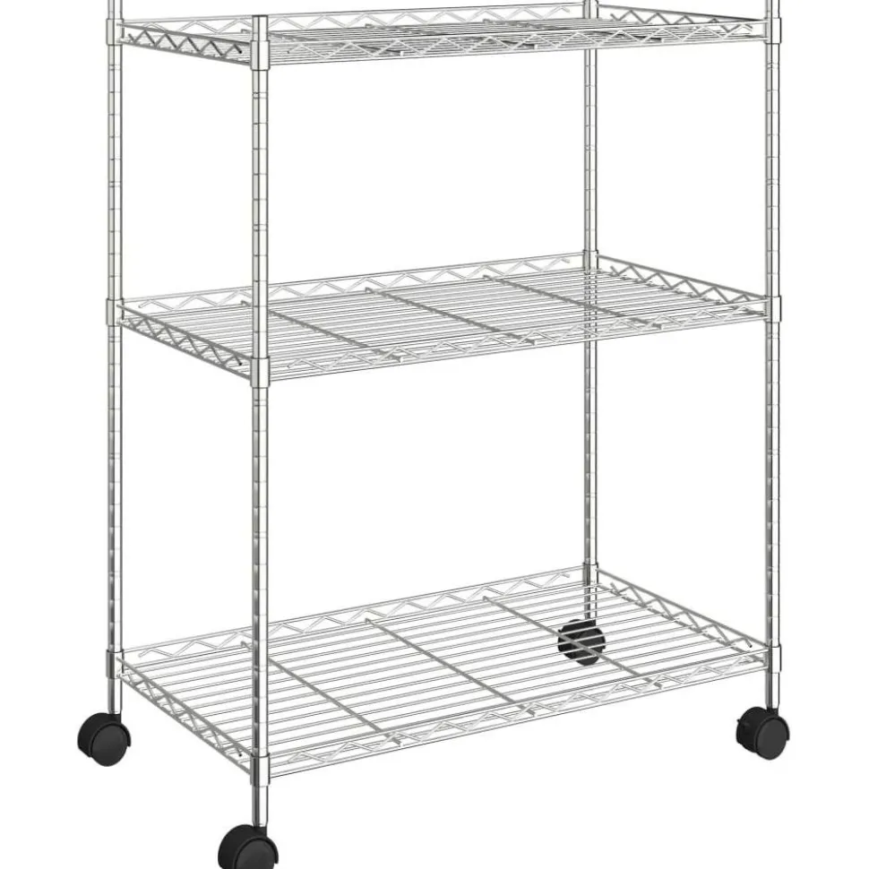 3-kerroksinen varastohylly pyörillä 60x35x81 cm kromi 150 kg