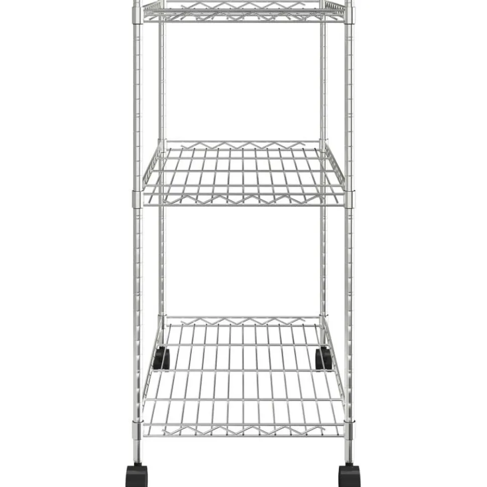 3-kerroksinen varastohylly pyörillä 60x35x81 cm kromi 150 kg