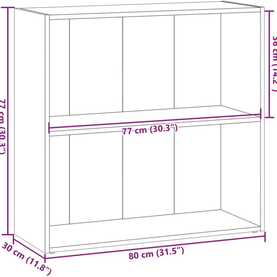 Kirjahylly artesaani tammi 80x30x77 cm tekninen puu (57930)