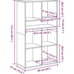 Kirjahylly artesaani tammi 66x31x112 cm tekninen puu (60309)