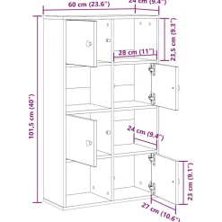 Kirjahylly artesaani tammi 60x24x101,5 cm tekninen puu (60399)