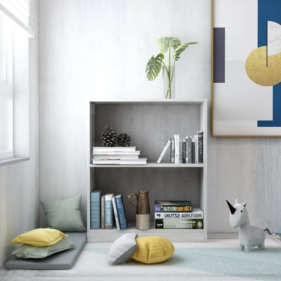 Kirjahylly betoninharmaa 60x24x74,5 cm lastulevy