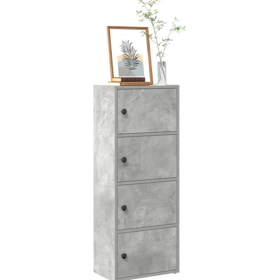 Kirjahylly betoninharmaa 40x24x102 cm tekninen puu (60376)