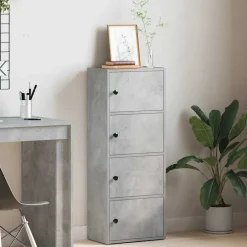 Kirjahylly betoninharmaa 40x24x102 cm tekninen puu (60376)