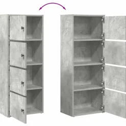 Kirjahylly betoninharmaa 40x24x102 cm tekninen puu (60376)