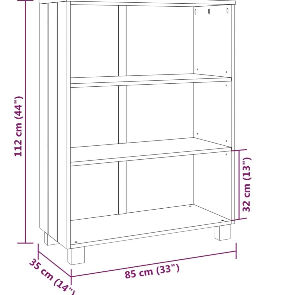 Kirjahylly Hamar 85x35x112 cm mänty valkoinen