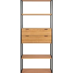 Kirjahylly House Nordic Minato, 84.5x35x200cm, 2 laatikolla, ruskea/musta