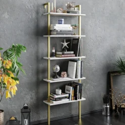 Kirjahylly Linento Furniture Piante valkoinen/kulta