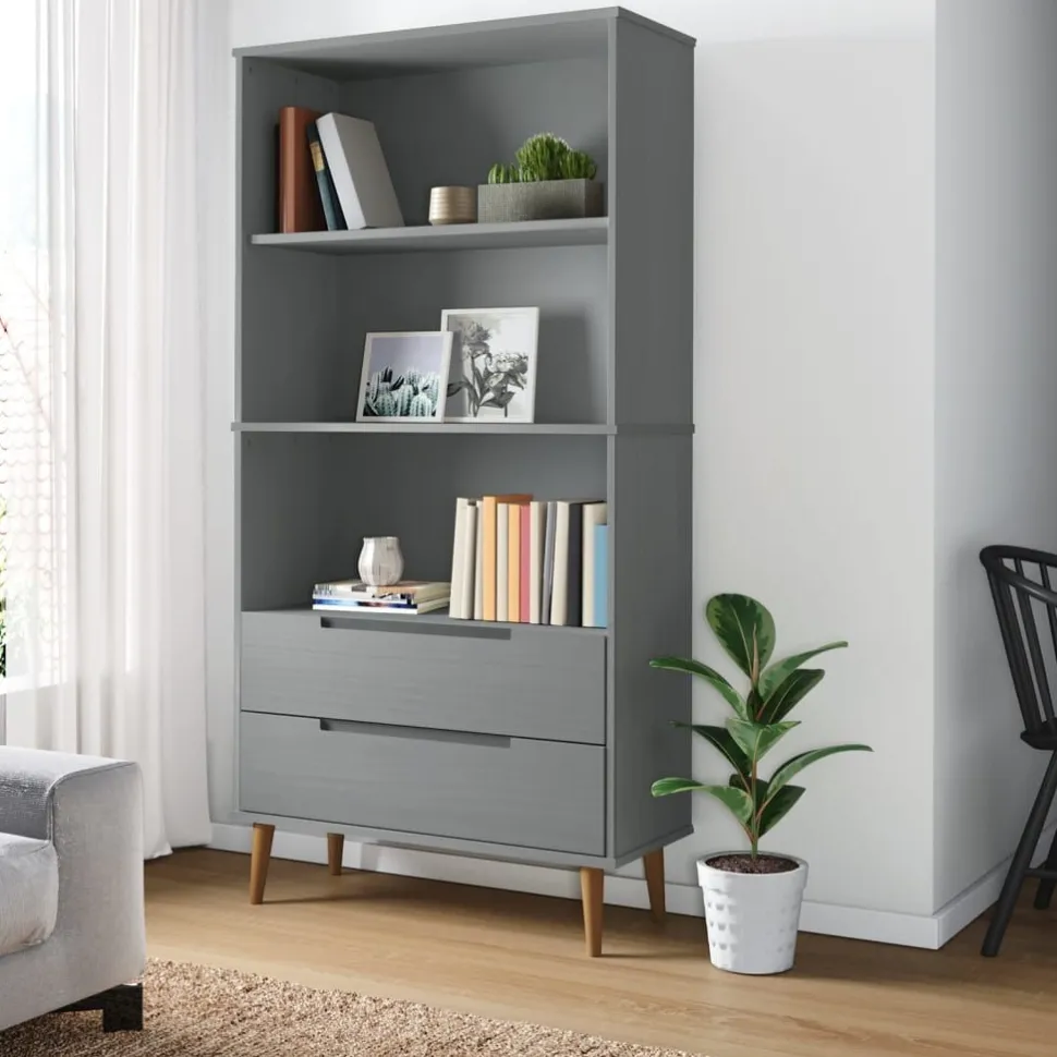 Kirjahylly Molde 85x35x170,5 cm mänty harmaa