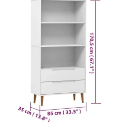 Kirjahylly Molde 85x35x170,5 cm mänty harmaa