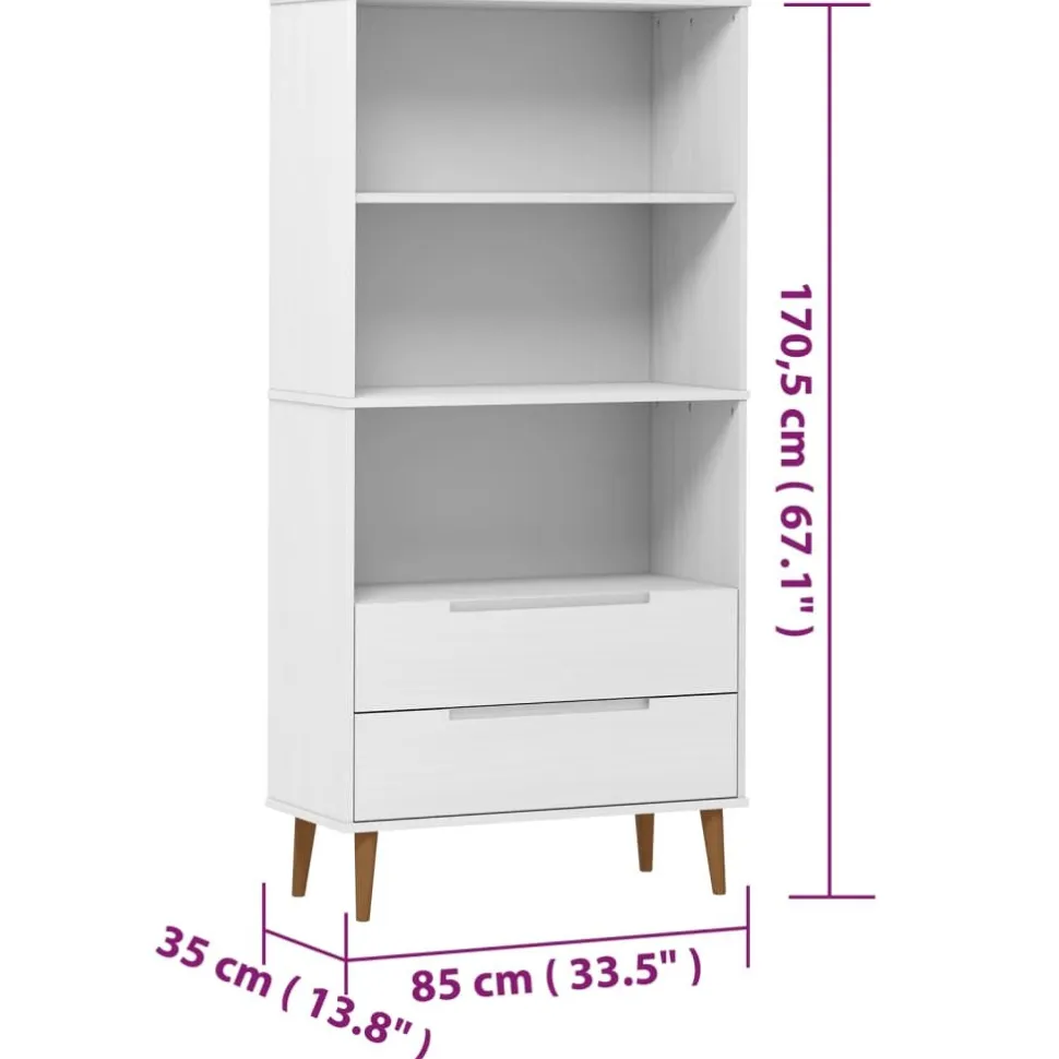 Kirjahylly Molde 85x35x170,5 cm mänty harmaa