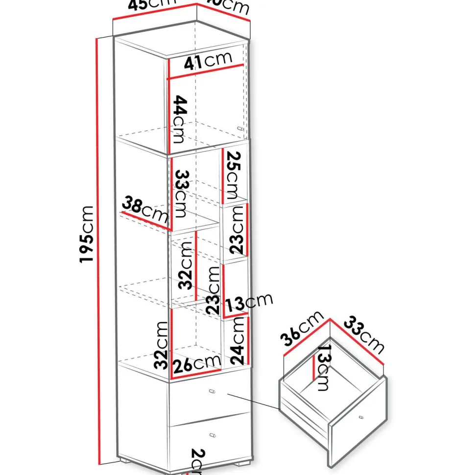 Kirjahylly Nomla ORO SYSTEM 3, 45x195cm, harmaa/ruskea