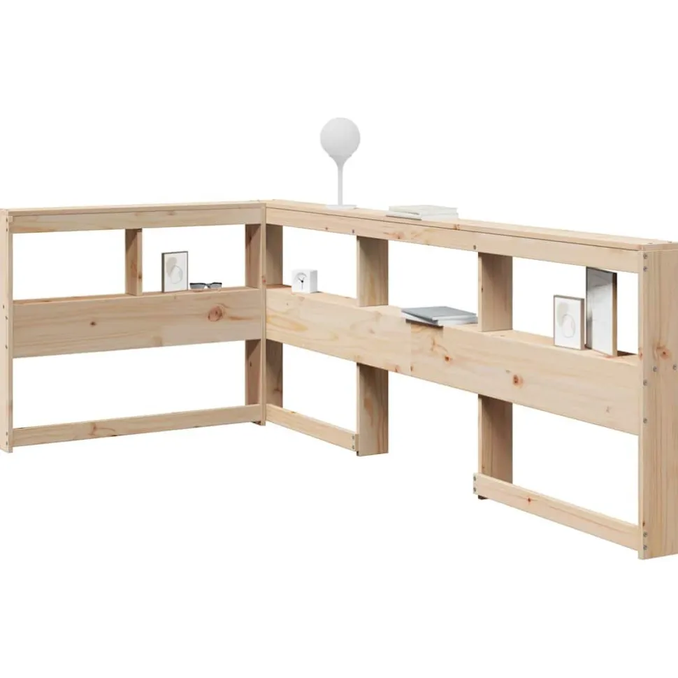 Kirjahyllyn pääty L-muotoinen 80 cm massiivipuumäntyä (59277)