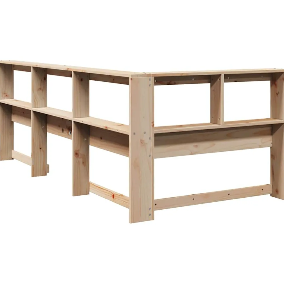 Kirjahyllyn pääty L-muotoinen 80 cm massiivipuumäntyä (59277)