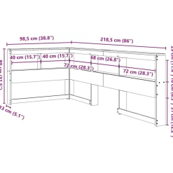 Kirjahyllyn pääty L-muotoinen 80 cm massiivipuumäntyä (59277)