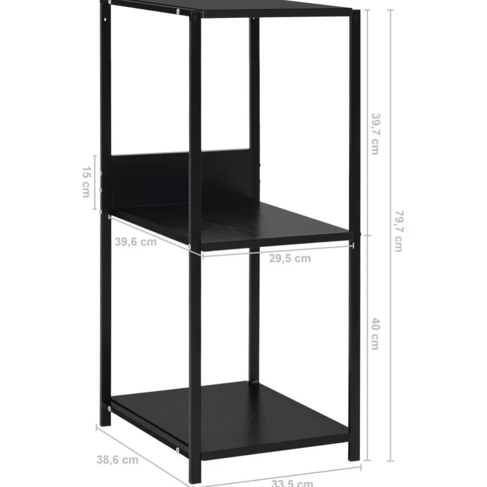 kirjahylly Pieni suora musta 33,5x39,6x79,7 cm tekninen puu (88232)