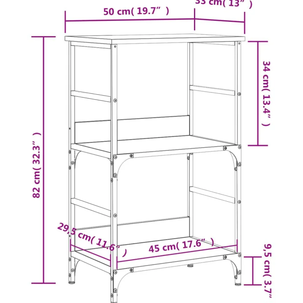 Kirjahylly Sonoma-tammi 50x33x82 cm tekninen puu (35265)