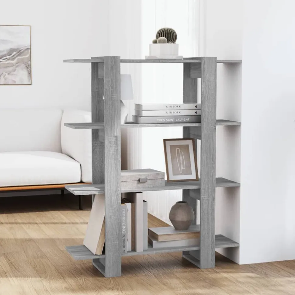 Kirjahylly/tilanjakaja 100x30x123,5 cm betoninharmaa