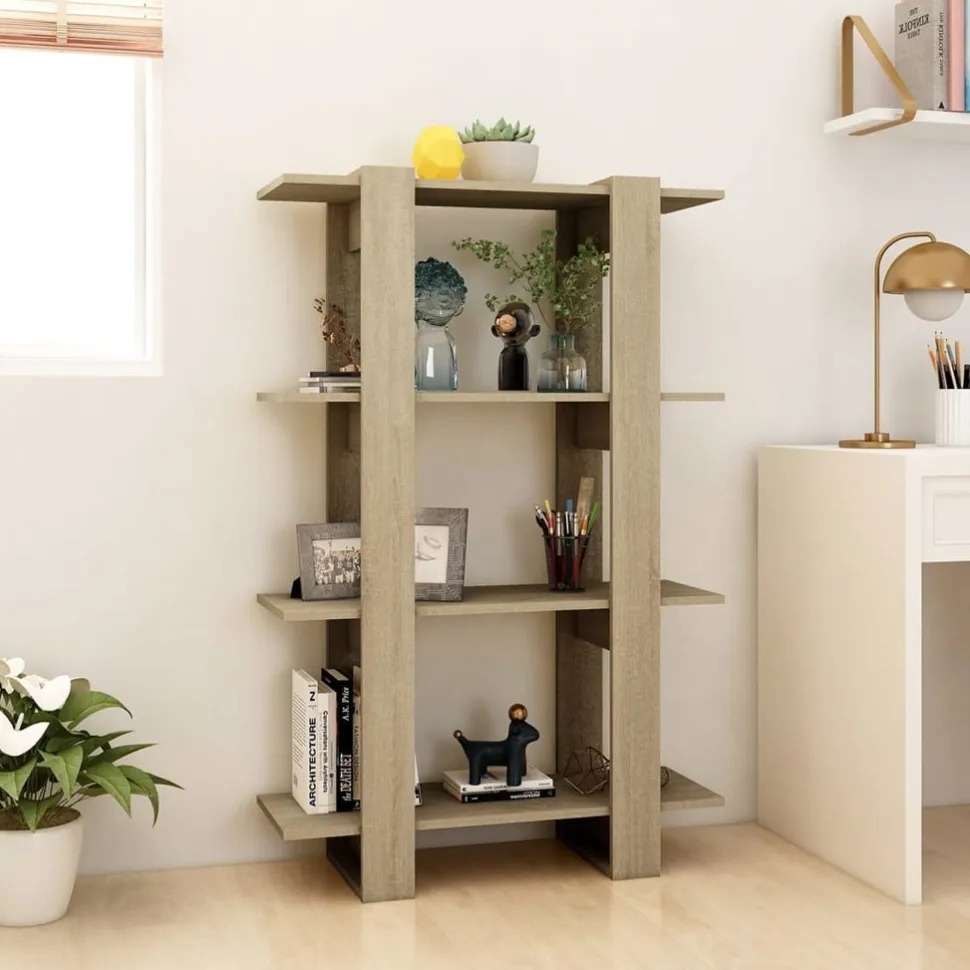 Kirjahylly/tilanjakaja 80x30x123,5 cm betoninharmaa